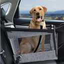 Dogs Car Seat Cover with Hard Bottom，Back Seat Extender for Dogs&Cat Up to 30 LB，Dog Bed for Car Seat，Waterproof Fabric with Breathable Mesh and Adjustable Dog Seat Belt (Gray)