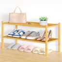 Smiry Bamboo Shoe Rack, 2 Tier Shoe Organizer for Entryway & Closet, Stackable Free Standing Storage Shelf for Shoes, Bags & Plants, Natural