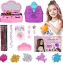 Hair Gem Stamper Kit for Girls Ages 6-15-600+ Hair Gems & Glitter Patches, No-Glue Bedazzler Tool, Reusable Princess Hair Accessories, DIY Craft Gift for Kids Birthday Christmas Easter