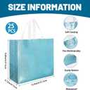 25 Pcs Blue Reusable Gift Bags with Handle, Non-woven Party Favor Bags Bulk Sturdy Base Glossy Bridesmaid Bag for Wrapping Gifts, Birthday, Wedding, Parties, Graduation 12.4 x 4.7 x 10.8 Inches, 1 Count