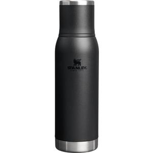 Stanley Adventure-To-Go Vacuum Bottle 25 oz | Wide Mouth with Leakproof Cup Lid | Keep Drinks Hot or Cold | Packable for Travel | Insulated Stainless Steel Thermal Bottle | BPA-Free | Black 2.0
