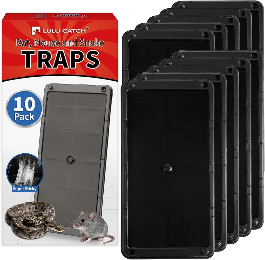 LULUCATCH Mouse Traps 10 Pack, Larger Heavier Glue Traps for Mice, Rat & Snakes, Non-Toxic Sticky Mouse Traps Indoor for Home & Kitchen, Easy to Set