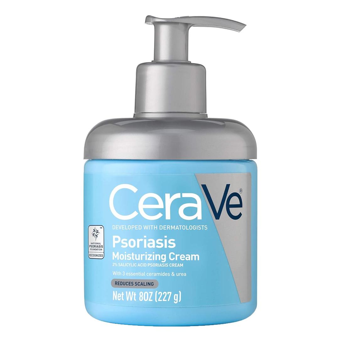 CeraVe Moisturizing Cream for Psoriasis Treatment, With Salicylic Acid for Dry Skin Itch Relief & Urea for Moisturizing, Fragrance Free & Allergy Tested, 8 Oz (8 Ounce (Pack of 1))