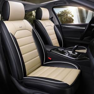 otoez Leather Car Seat Covers Full Set, 5 Seats Faux Leather Seat Covers for Cars, Waterproof Automotive Front & Rear Seat Protector Universal Interior Covers for Most Cars Sedans Trucks SUVs, Beige (Without Pillows)