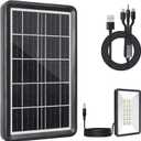 6V 5W Solar Panel with Built-in 2400mAh Rechargeable Lithium Battery and LED Light, Solar Battery Charger Kit with USB 5V Output for Outdoor Camping Lighting, Safety Cameras, Phones, Small Fans