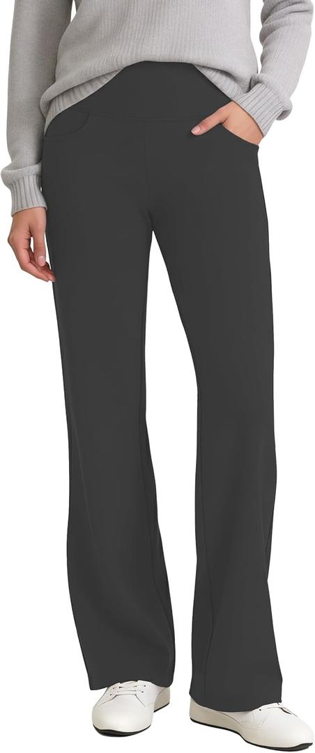 Houmous 29''31''33''35'' Inseam Women's Cotton Bootcut Pants Inner Pocket 
Regular-33 Inseam-Dark Grey, 4 Pockets, Large)