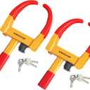 KAYCENTOP Universal Wheel Lock, Security Trailer Wheel Lock, Tire Lock Anti Theft for Trailers Golf Cart SUV Boat ATV Motorcycle Camper, 2 Packs with 6 Alike Keys (Yellow-Red)