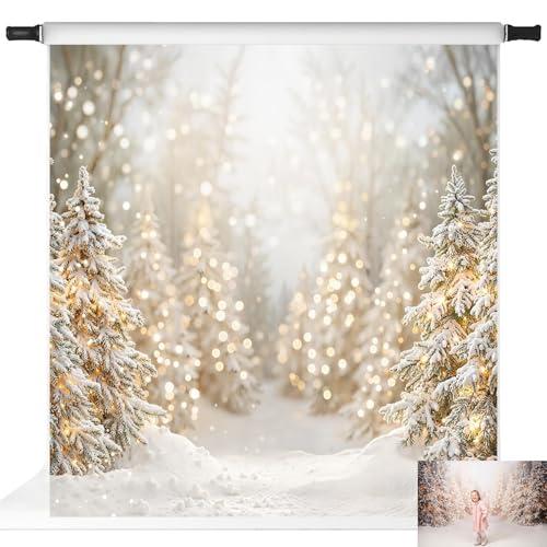 Kate Christmas Farm Photography Backdrops Sonwy Forest Background Xmas Trees Photo Props, 8x8ft
