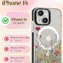 Lotadilo for iPhone 14 Case for Women - Girls Kawaii Design Compatible with Magsafe Magnetic Ring Holder Stand Flowers Plants Phone Covers Aesthetic Girly TPU Funda for 14