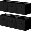Cupic Cupid 11 Inch Storage Cube, Fabric Cube Storage Bin with Handles, Storage Cube Organizer for Clothes and Toys, Collapsible Cube Bins for Closet, Shelves, Nursery, 6-Pack, Black