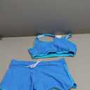 Womens Sport Two Piece Swimsuits Racerback Tops Boyshort Bottom (Large, Blue)