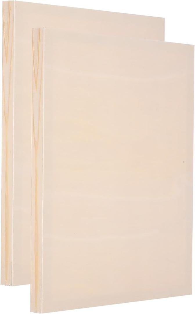 PATIKIL 12 x 10 Inch Wood Panel Board, 2 Pack Unfinished Wooden Canvas Boards Square Blank Deep Cradle Board for Painting Pouring DIY Art Use with Oils Acrylics