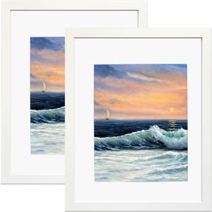 LUCKYLIFE 16x20 Picture Frames White Poster Frame, Display 11x14 with Mat or 16x20 without Mat, Wall Photo Frame, Pack of 2