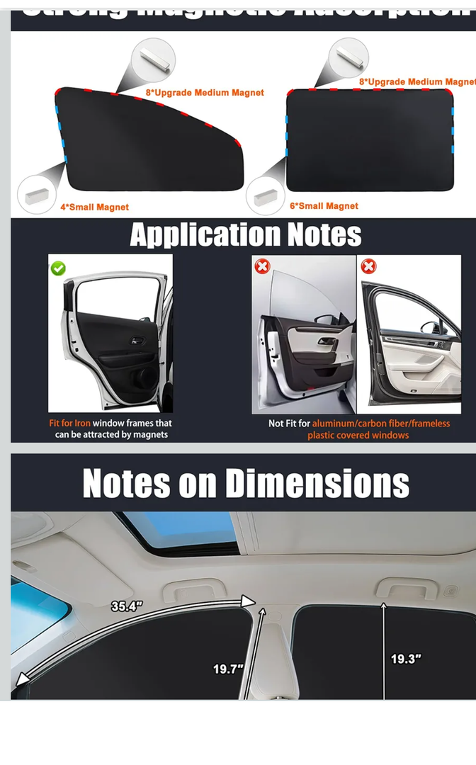 XCBYT Car Window Shades - 4 Pcs Car Privacy Curtains - 100% Block Light Car Window Covers - Magnetic Side Window Sun Shade Keeps Cooler for Breastfeeding, Taking a nap, Changing Clothes, Camping