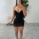 Women's Spaghetti Strap Bodycon Mini Dress Sexy Deep V Neck Sleeveless Club Party Short Dresses (Black, M)