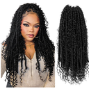 Boho Crochet Passion Twist Hair Pre looped, 18 Inch Goddess Passion Twist Crochet Hair with Curly Ends 8 Packs Jet Black Pre-twisted Bohemian Crochet Braids (8 PCS/88 STRANDS, 1#)