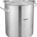 VEVOR Stainless Steel Stockpot, 42 Quart Large Cooking Pots, Cookware Sauce Pot with Strainer, Lid, and Handle, Heavy Duty Commercial Grade Stock Pot, Sanding Treatment, for Large Groups Events Silver