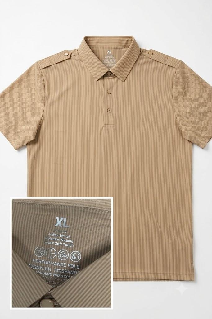 Esabel.C Golf Shirts for Men Dry Fit Short Sleeve Seamless Performance Moisture Wicking Mens Polo Shirt,Brown,XL