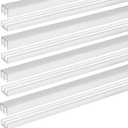 4 Sets 4FT Sliding Door Track for 1/8" Thick Panels Closet Glass Doors Plastic Cabinet Window Sliding Track (White)
