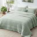 Bedsure King Comforter Set - Cooling and Warm Bed Set, Sage Green Reversible Bedding for All Season, 3 Pieces, 1 King Size Comforter (102"x90") and 2 Pillow Cases (20"x36")