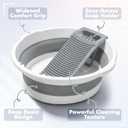 Lounsweer Large Collapsible Washboard Basin for Hand Washing Clothes with 2 Cleaning Brushes Portable Folding Laundry Tub with Non-Slip Washtub for Home Travel Camping, 19.7 x 19.7 x 7 inches