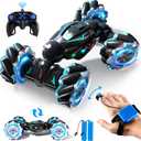 Jovow 1:12 RC Stunt Car, 2.4GHz 4WD Remote Control Gesture Sensor Toy Cars, Double Sided Rotating Off Road Vehicle 360 Flips with Lights Music, Toy Cars for Boys & Girls Birthday