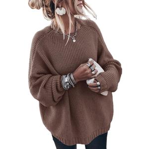 Womens Oversized Sweaters Loose Solid Casual Long Sleeve Mock Neck Knitted Jumper Tops (Small, 41#coffee)