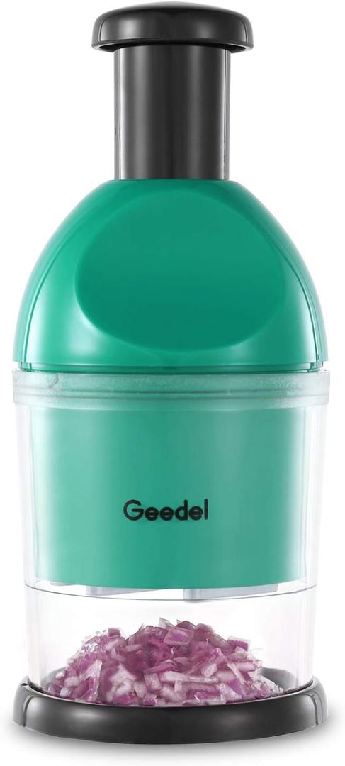 Geedel Food Chopper, Easy to Clean Manual Hand Vegetable Chopper Dicer, Dishwasher Safe Slap Onion Chopper for Veggies Onions Garlic Nuts Salads (Green)
