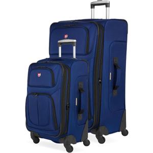 SWISSGEAR Sion Softside Expandable Spinner Luggage Durable Lightweight Travel Suitcase, Blue, 2-Piece Set (21/29)
