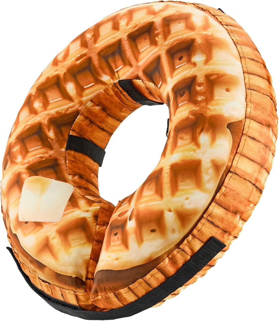 BENCMATE Inflatable Dog Cone Collar Alternative, Soft Dog Cone for Small Medium Large Dogs and Cats, Neck Recovery ECollar Donut Collar After Surgery (Small, Waffle)