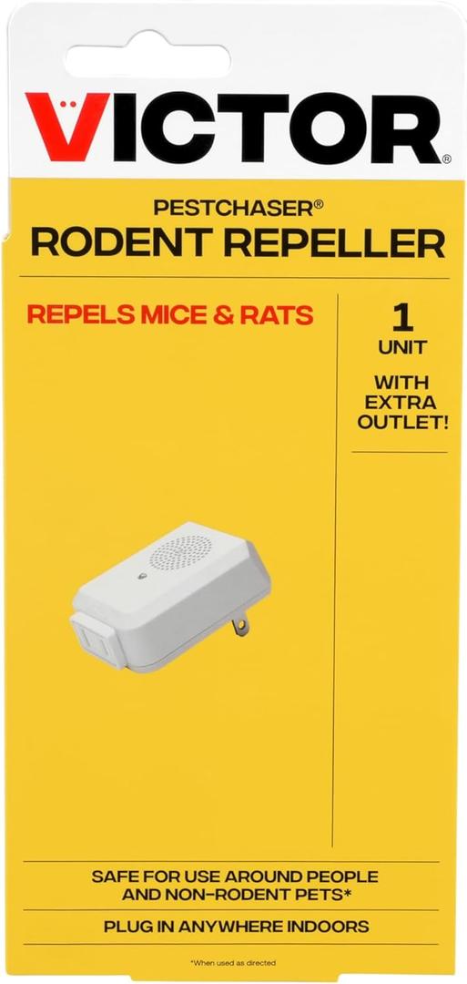 Victor PestChaser Rodent Repellent with Nightlight & Outlet - 1 Pack - M751PS - High Frequency Rodent Repeller - Repel Rodents Indoors Victor PestChaser Rodent Repellent with Nightlight & Outlet - 1 Pack - M751PS - High Frequency Rodent Repeller - Repel Rodents Indoors