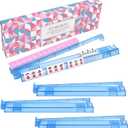 Non-Slip Mahjong Racks with Pushers, 4-Pack Clear Acrylic Racks, American Mahjong Accessories, Gift-Ready Mahjong Gifts (Blue)