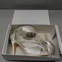 Lady Satin Dress Platform High Heels Wedding Sandals Crystal Back with Free Earrings, Size 38.5
