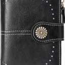 Small Wallet for Women Bifold Credit Card Holder RFID Blocking with Zipper Pocket (A06 Black)
