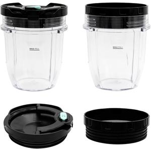 2 Packs 12oz cups with sealing lids and steam-release button lids, Compatible with Nutri Ninja Pro Series and Nutri Ninja Auto-IQ Blender CT640C,CT680,CT682SP,BL450,BL484,BL486CO,BL480