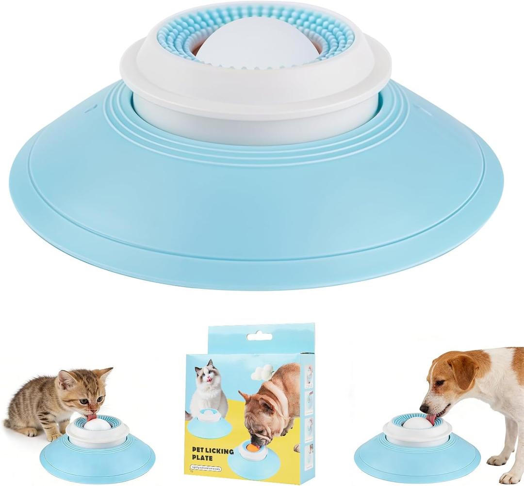 Dog Cat Licks Toys for Liquid Food, Anxieties Relief Slow Feeder Dog Lick Ball Treat Dispenser, Non-Slip Licking Bowl Enrichment Toys to Keep Them (B)