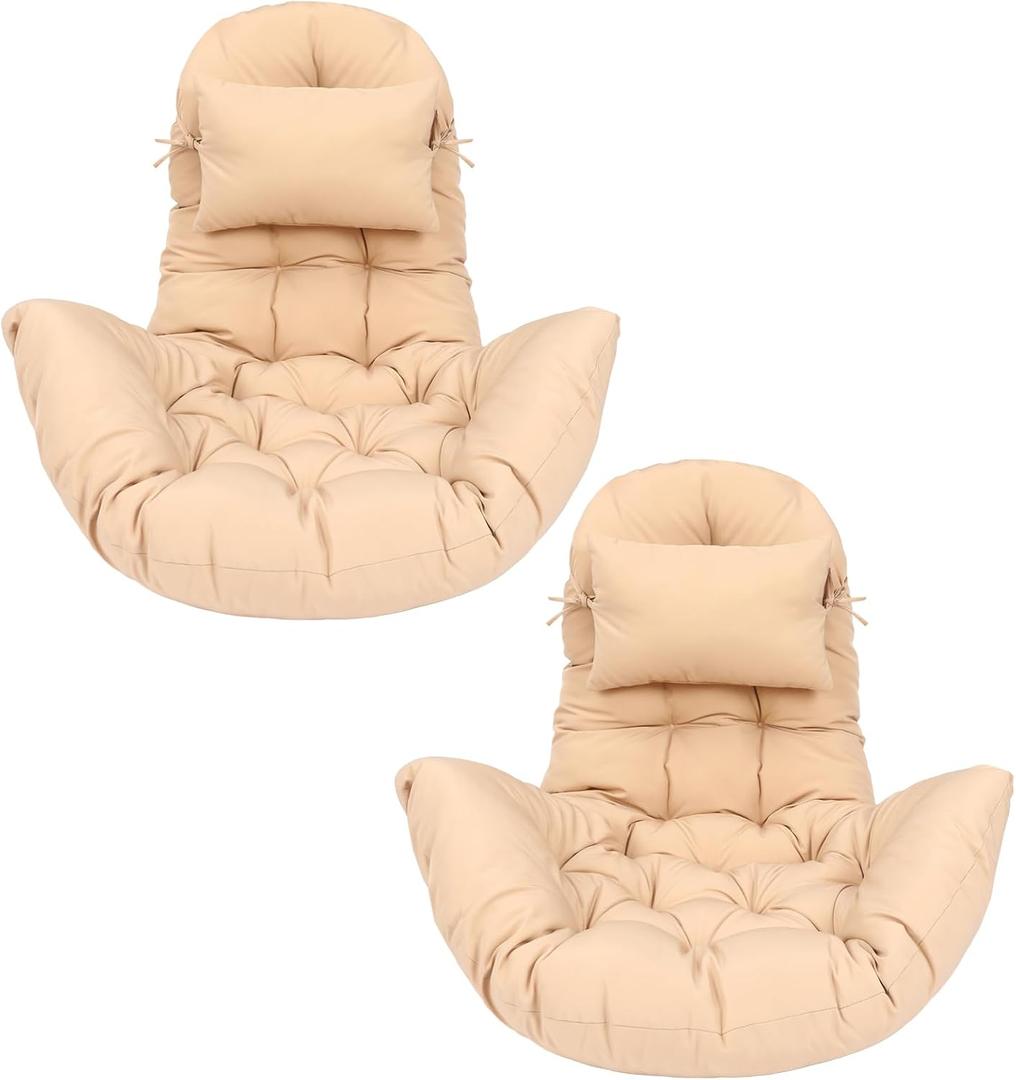Tudomro Egg Chair Cushion Filling 2.58 kg 51 x 37 Inch Replacement Rocking Wicker Chair Cushions High Back Swing Hammock Hanging Cushion for Indoor Outdoor Patio(Beige,2 Pcs)