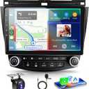 Android 15 Car Stereo for Honda Accord 2003-2007 Radio Wireless Carplay Android Auto 10.1 inch 1080P HD IPS Touch Screen DSP EQ Built-in GPS MirrorLink WiFi Bluetooth FM/RDS AHD Backup Camera Mic