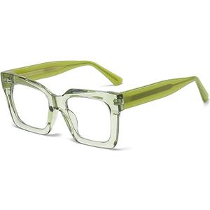 bullabulling Retro Reading Glasses Thick Square Big Frame Blue Light Blocking Lens Anti Glare