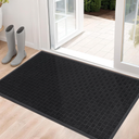 Mibao Front Door Mat, Heavy Duty Durable Welcome Mat for Outdoor Indoor, Dirt Trapper Waterproof Super Absorbent Door Mat for Entryway Outside Patio Porch, 61.5" x 36", Black