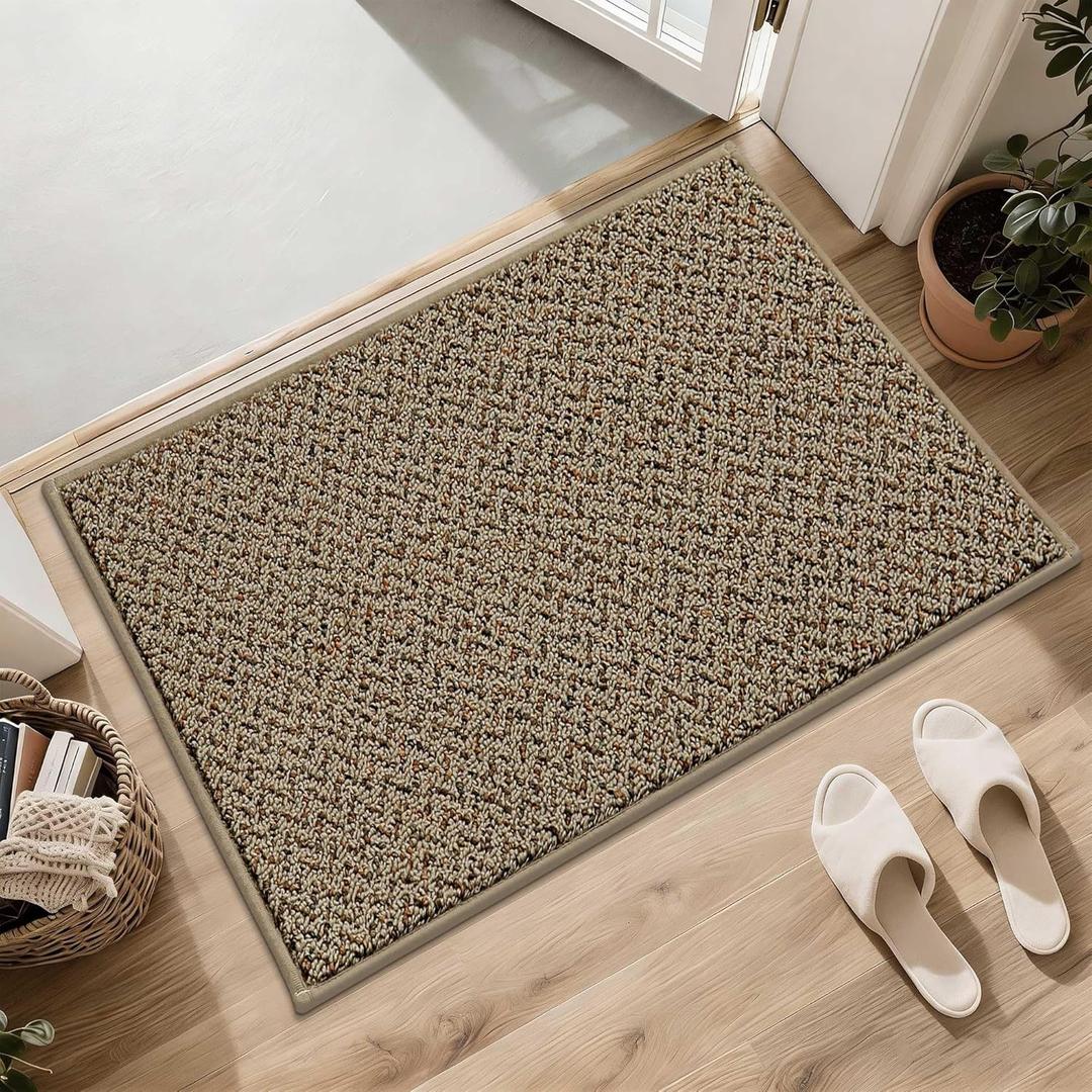 COSY HOMEER Door Mat 17" x 30" Non Slip Absorbent Entryway Rugs Dirt Trapper Doormats Washable Entrance Mats Low Pile Welcome Floor Mat for Front Back Door and Entry Mats, Taupe (Roll Packing)
