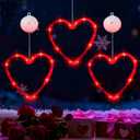 Artmag 3 Pcs Valentines Day Window Lights Decorations with Timer, Heart Shaped Silhouette Battery Powered Hanging Led Lamp for Valentine's Day Lover Home Decor Red