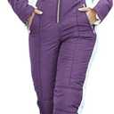 Yousify Womens Snow Suits Winter Ski Suit Onesie Outdoor Sports Waterproof Snowsuit Removable Faux Fur Collar Coat Jumpsuit (Medium, Purple)