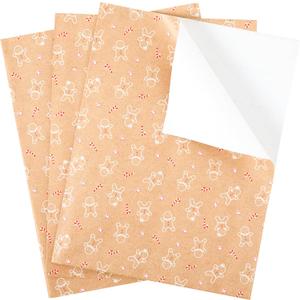The Gift Wrap Company 58-191635 Gingerbread Holiday Flat Gift Wrapping Paper Sheet Set, 30" x 23", Tan Multicolor, 3 Pieces