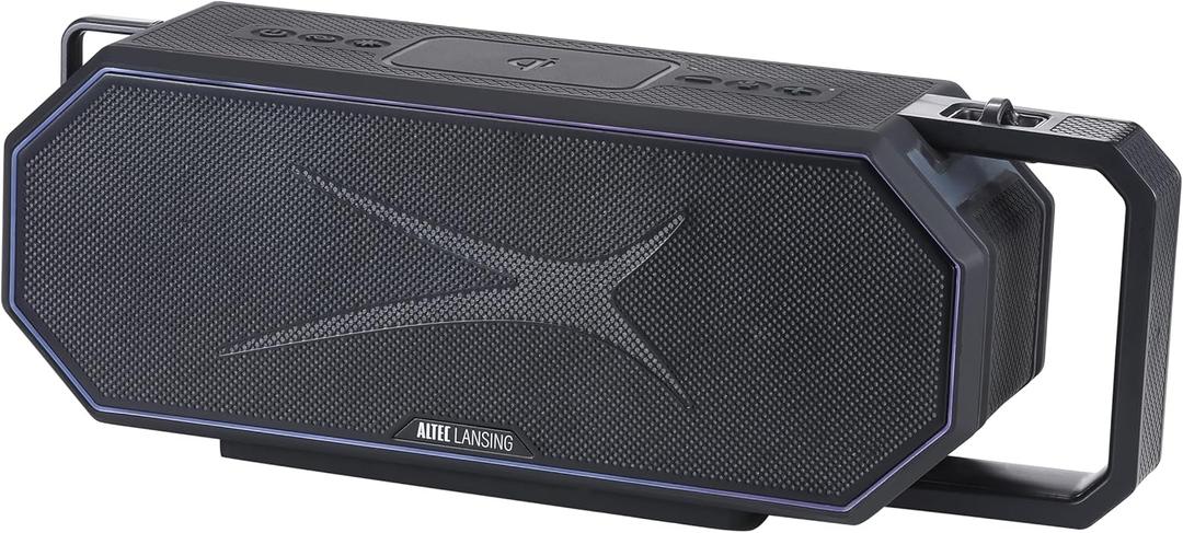 Altec Lansing Waterproof Bluetooth Speaker HYDRASHOCK 2.0 Series, 24W Output, IP67 Waterproof, Floats in Water, 20H Playtime, Party Sync, RGB Led Lights, Qi Charging, Voice Assistant