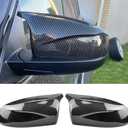 Side Mirror Covers Compatible with B-MW X5 E70 2006-2013 X6 E71 E72 2007-2014, Door Rearview Mirror Cap Replacement,Bonus Blind Spot Mirrors Included (Carbon Black)