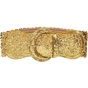 Fashion Women's Stretchy Sequin Elastic Wide High Waist Cinch Belt Waistband Corset Chunky Belt For Dress Coat