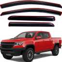 Lightronic Extra Durable Clip-on in-Channel Auto Vent Window Visor, Fits 2015-2022 Chevrolet Colorado & GMC Canyon, Crew Cab, UV Protection Rain Guard, Original Wind Deflector, Dark Smoke, 4-Pcs