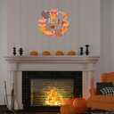 Soochat Hello Fall Wreaths, Fall Door Wreath, Wooden Fall Door Sign Hanging Pumpkin Maple Leaf Wreath with Autumn Sign for Thanksgiving Fall Harvest Outdoor Indoor Party Decor