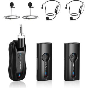KIMAFUN Wireless Lavalier Microphone System, Wireless 2.4GHz Lapel Mics Handheld Mic 2 in 1 for Teaching, Teachers, Speech, Tour Guiding, Speaker, Amplifier, PA System, Broadcast, KM-G70(2TX1RX)